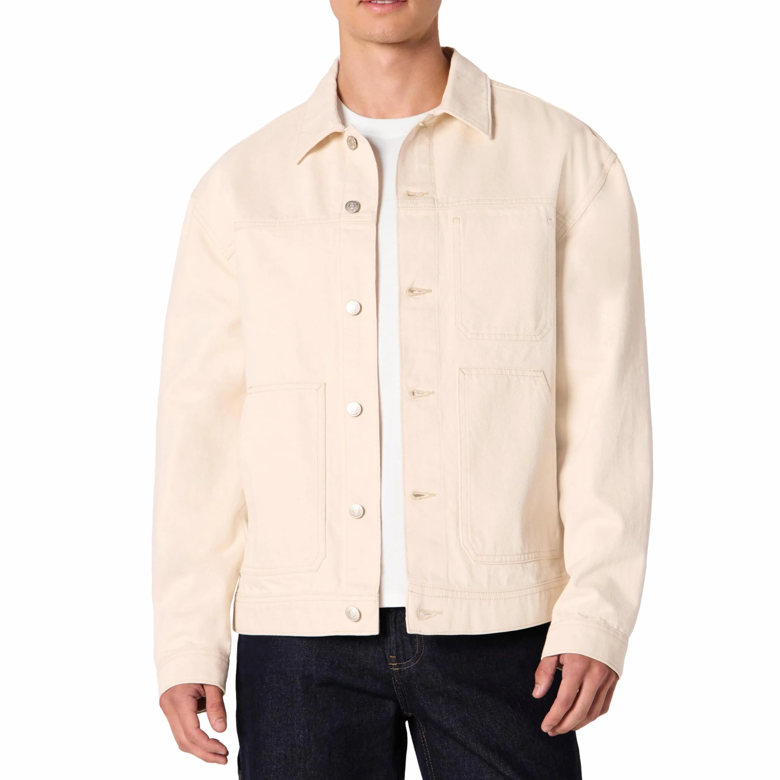 Amazon Essentials Hombre Chaqueta Funcional Vaquera Rígida de Corte Holgado