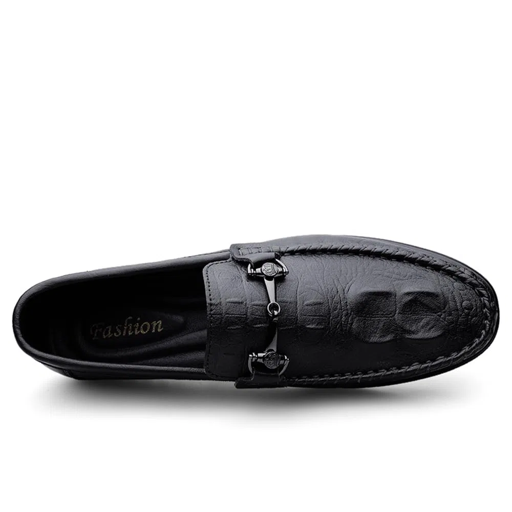Mocasines de vestir de piel auténtica para hombre, mocasines casuales de moda para uso diario, Black, 41 1/3 EU