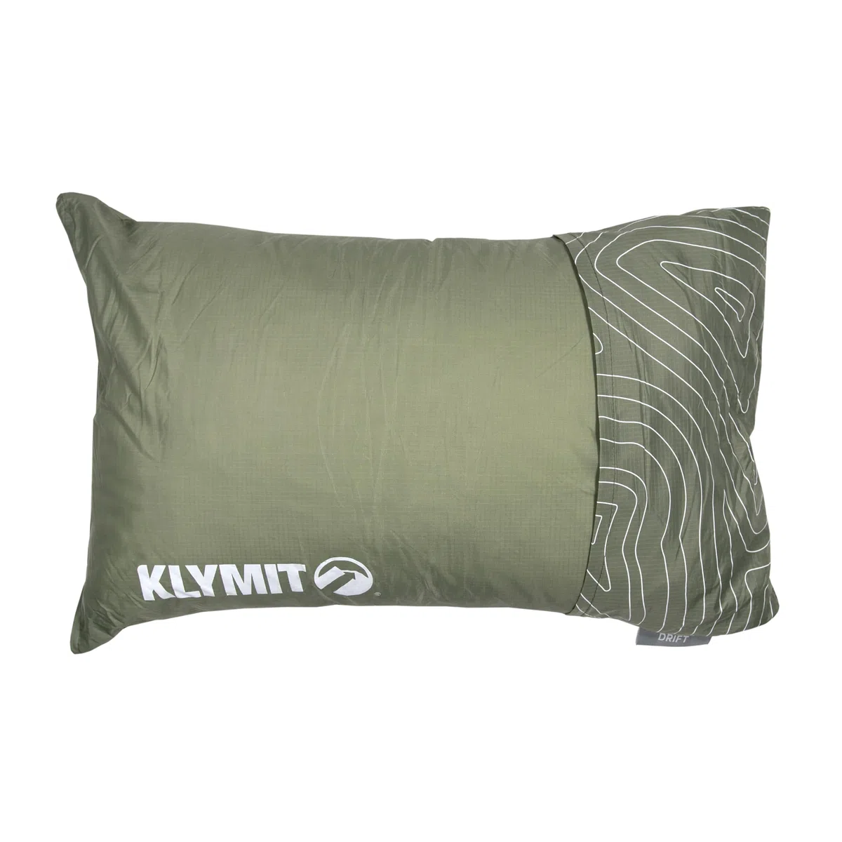 Klymit Drift - Almohada de Camping de Espuma viscoelástica troceada con Funda Reversible para Uso en Exteriores, Verde, Grande