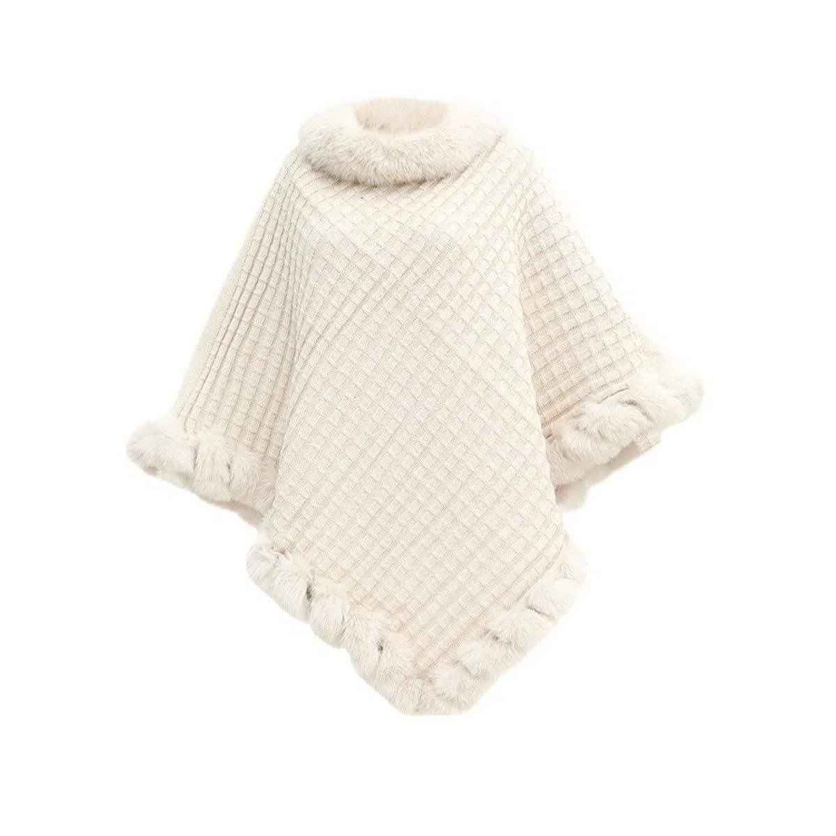 Suéteres de Piel abrigados de Cinco Puntas para Mujer, Poncho Tipo Chal Liso para otoño e Invierno.