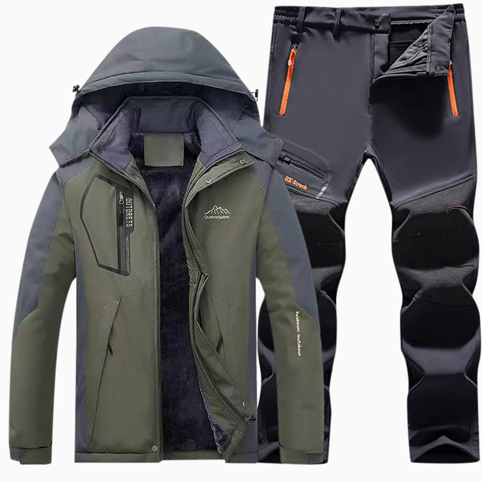 Traje de esquí para hombre, traje térmico a prueba de viento, traje de invierno impermeable, traje de nieve con capucha, ropa de esquí cálida, chaqueta y pantalones, abrigo de nieve, ropa de