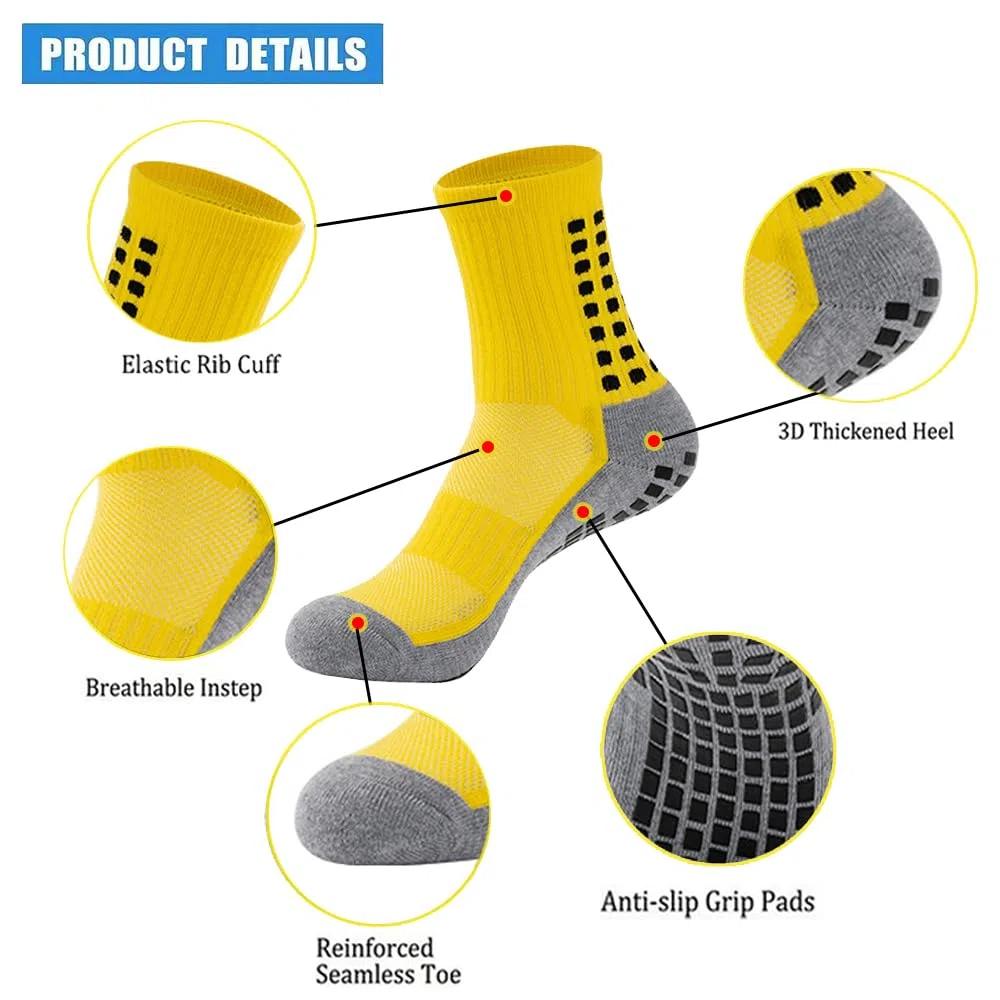 2/4 pares de calcetines deportivos para hombre, almohadillas antideslizantes para fútbol, fútbol, baloncesto, correr, senderismo, ciclismo, deportes