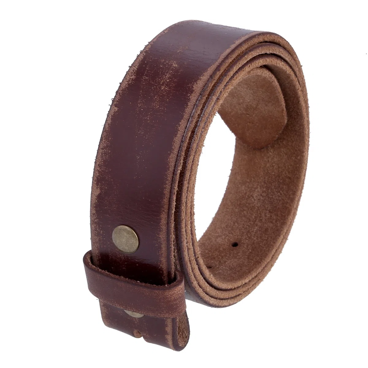 Gelante - Correa de piel auténtica sin hebilla para cinturón - Marrón - Medium (86 cm-91 cm)