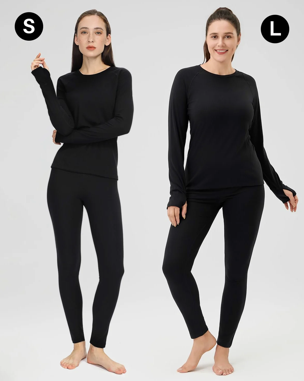 Conjunto de Ropa Interior térmica para Mujer con Forro Polar y cálida Capa Base Top & Bottom para el frío