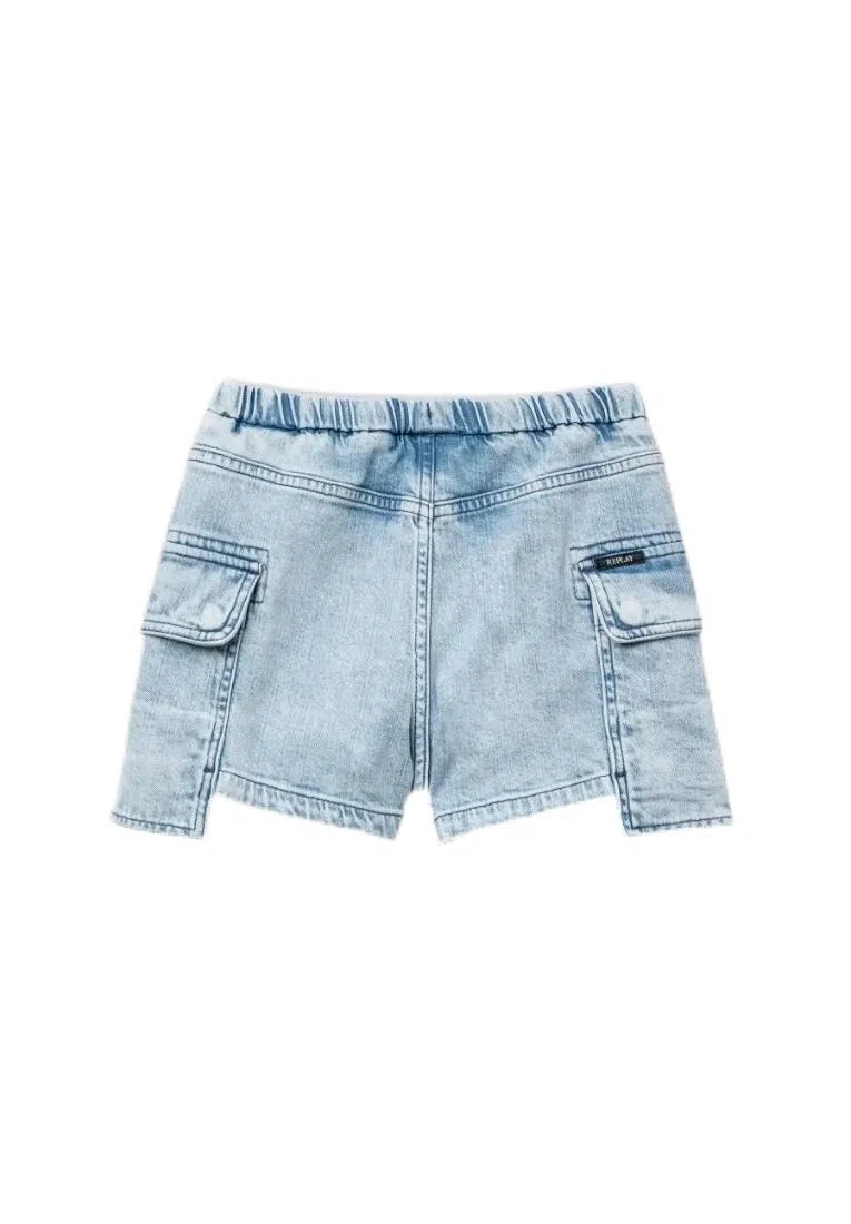 REPLAY SG9630.050.589 965, Pantalón corto vaquero con tejido elástico para niñas, Azul (Super Light Blue 011), 14 años
