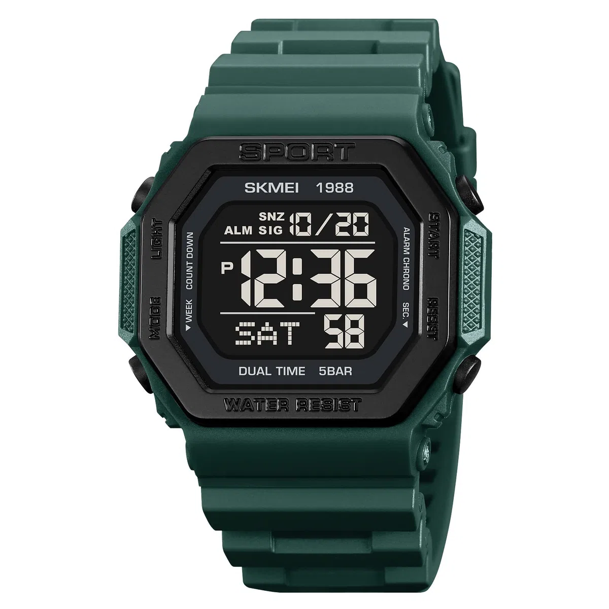 Relojes de moda para hombres y mujeres, unisex, verano, natación, retroiluminación, casual, impermeable, deportes al aire libre, reloj colorido con alarma multifunción, dos zonas horarias