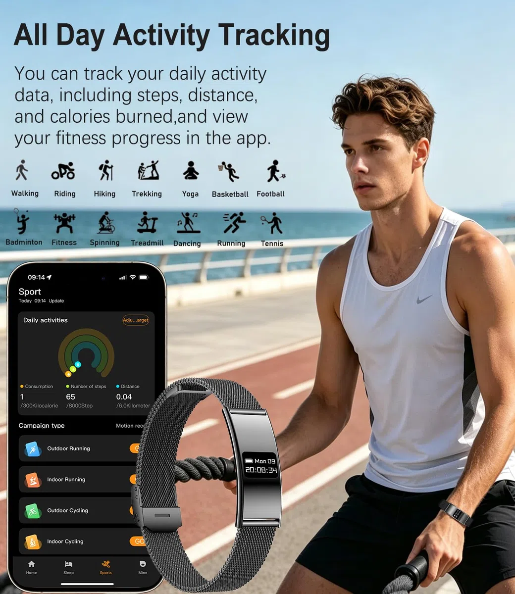 Pulsera Inteligente Unisex, Reloj Deportivo con Monitor de frecuencia cardíaca, oxígeno en Sangre, sueño, Impermeable, múltiples Modos Deportivos, Compatible con Android/iOS.
