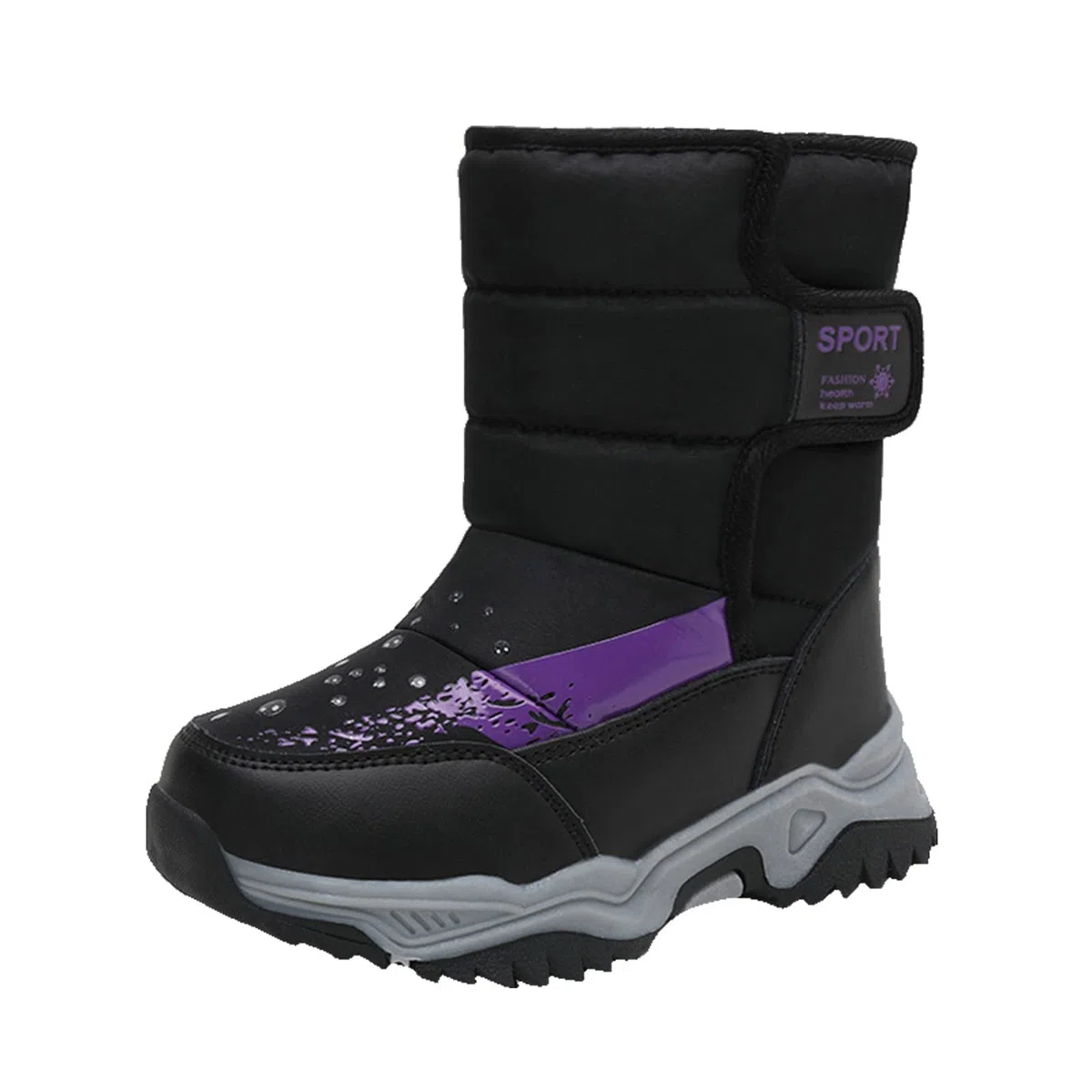 Botas niños fácil Poner Zapatos para niños, Botas de Nieve de, Botas de Exterior para niñas y niños, Botas cálidas Antideslizantes Impermeables, Botas de Nieve de algodón (Black, 37.5 Big Kids)