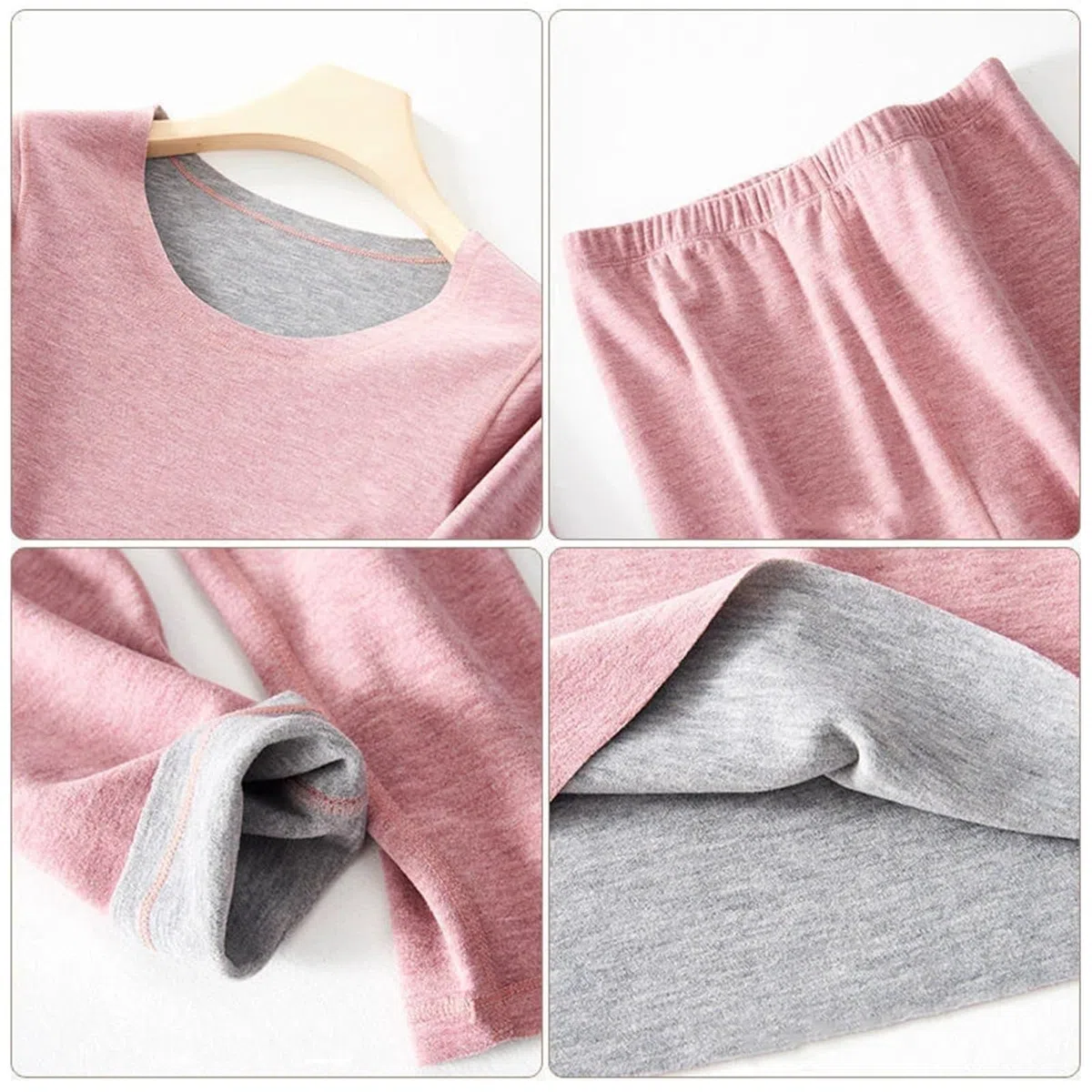 Otoño e Invierno, Ropa Interior térmica de Lana Oveja for Mujer, cálida con Cuello, sin Costuras for, Conjunto lencería para Esquí,Moto