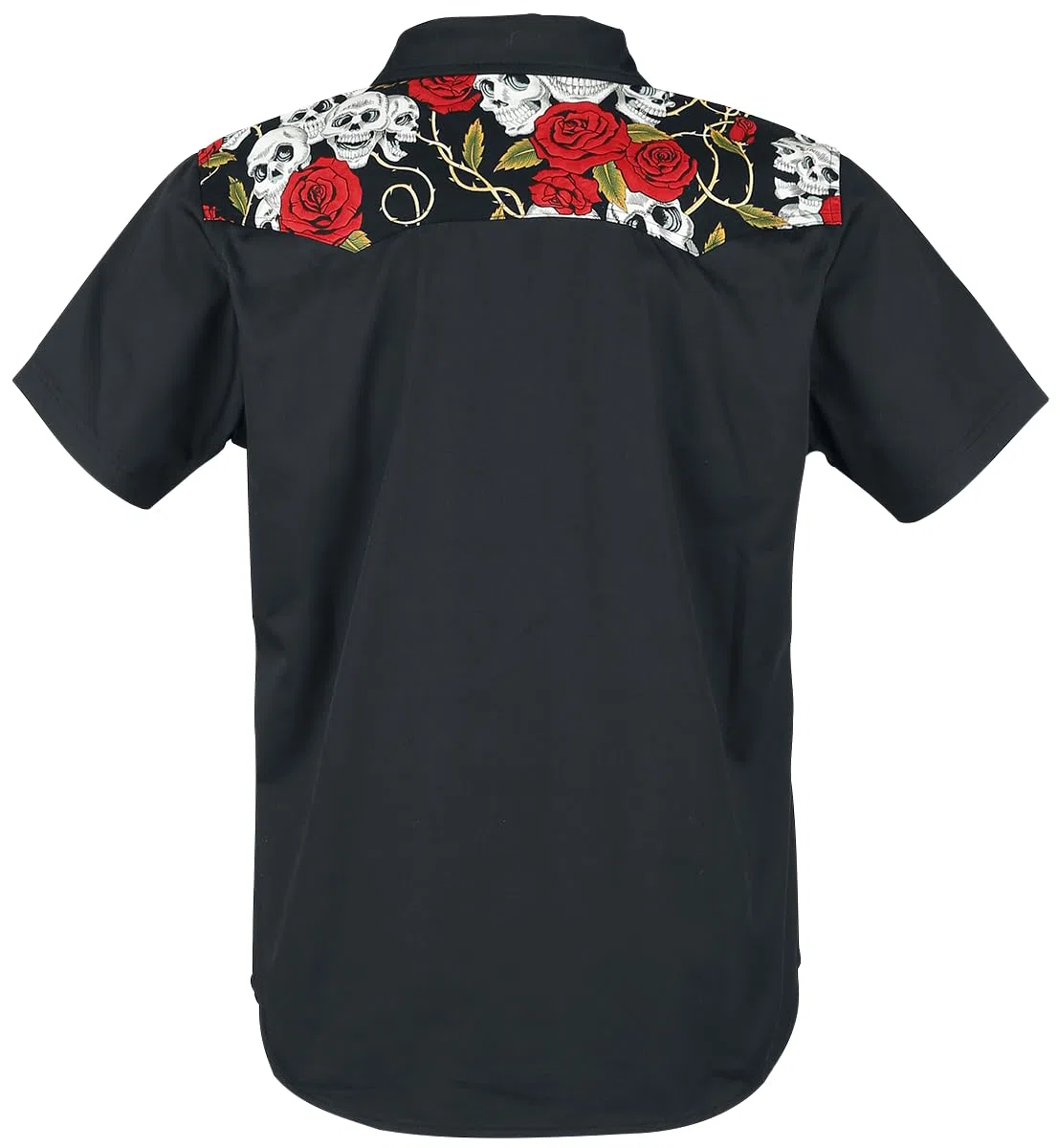 Banned Alternative Skull Rose Hombre Camisa Manga Corta Negro 60% poliéster, 40% algodón Regular