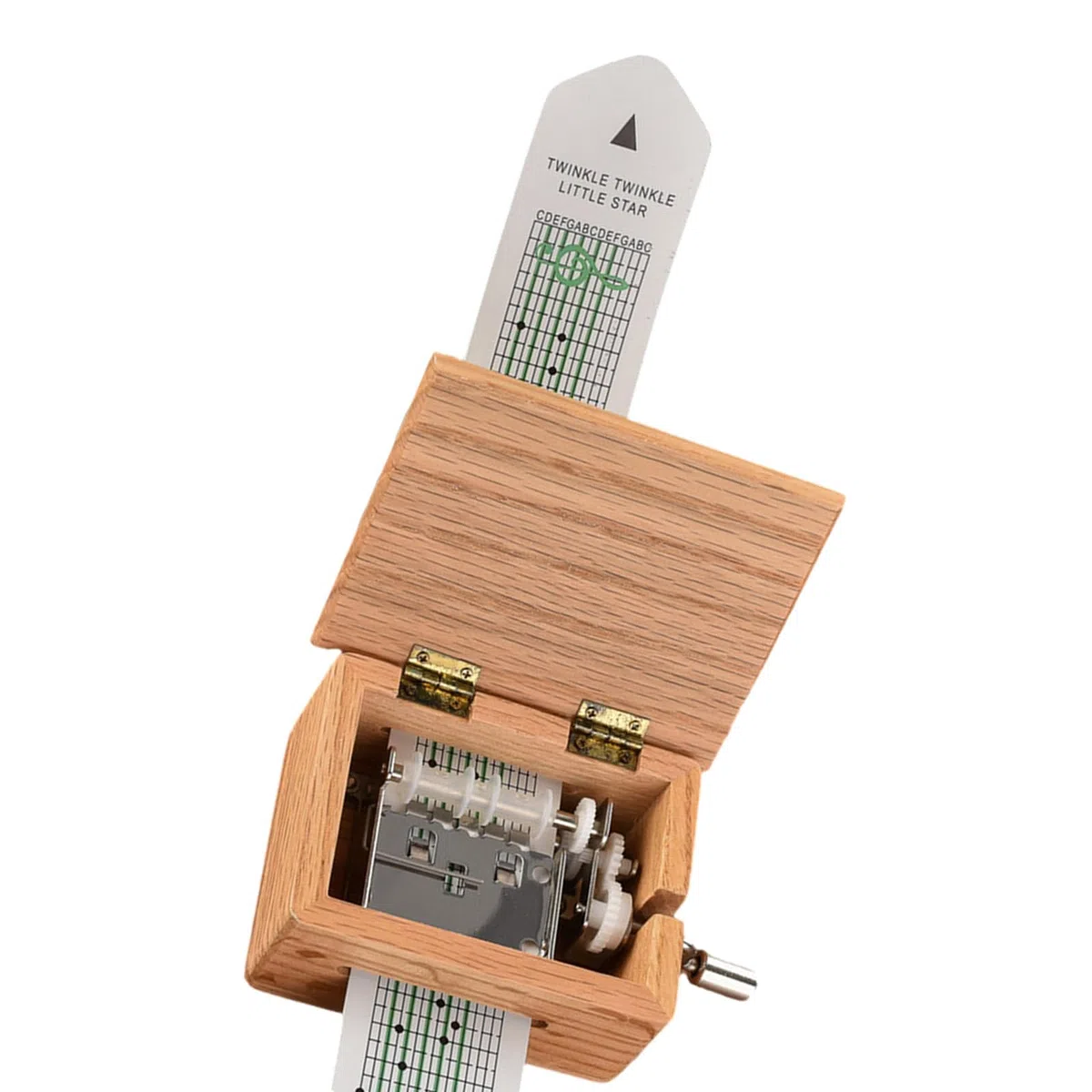 Caja de música de madera con 15 notas, diseño de manivela, incluye cinta de papel y perforadora para personalizar melodía, regalo creativo, caja de música