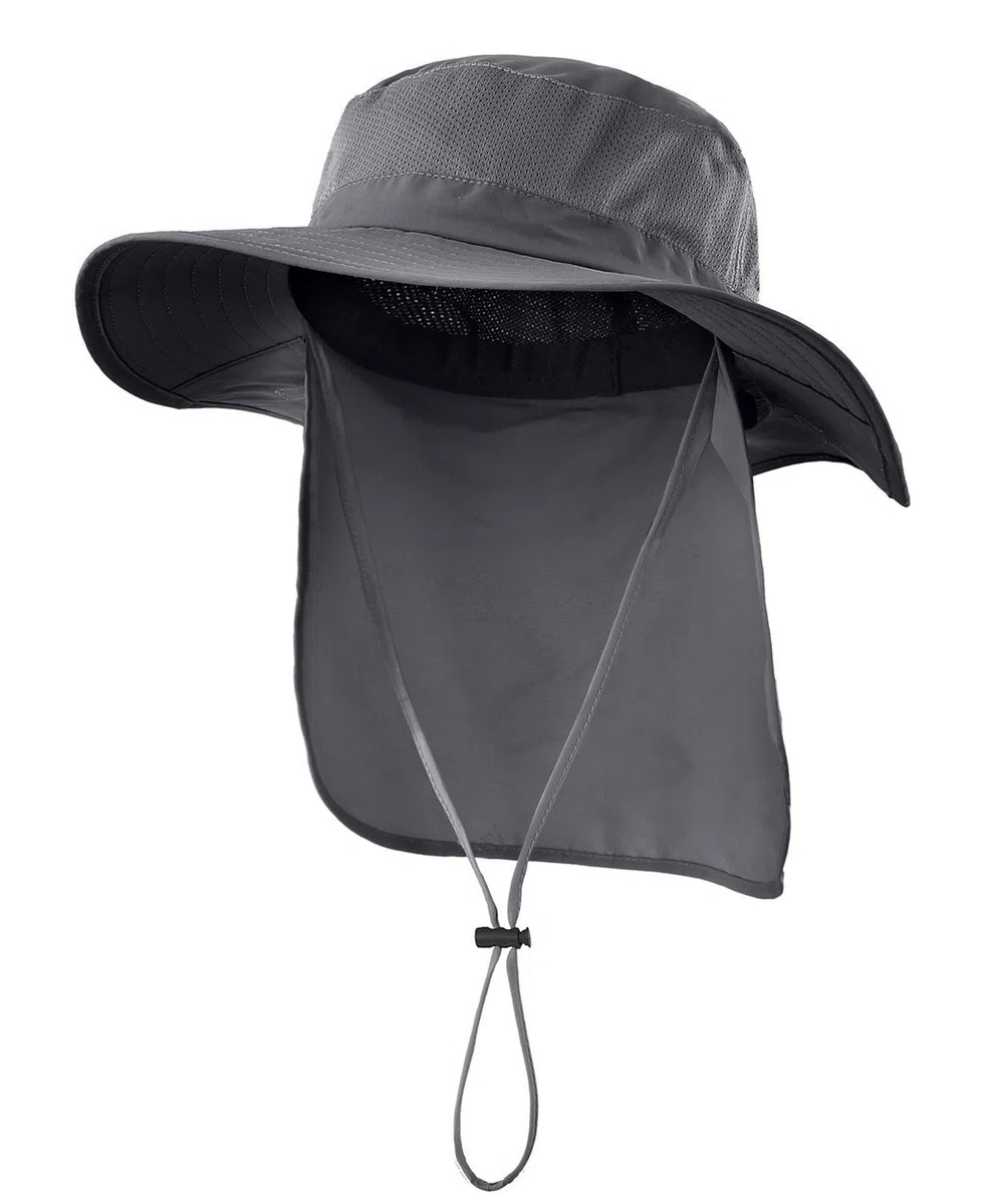 Sombrero unisex de ala ancha para el sol, malla UPF50+, sombreros de safari con solapa para el cuello, sombreros de pesca