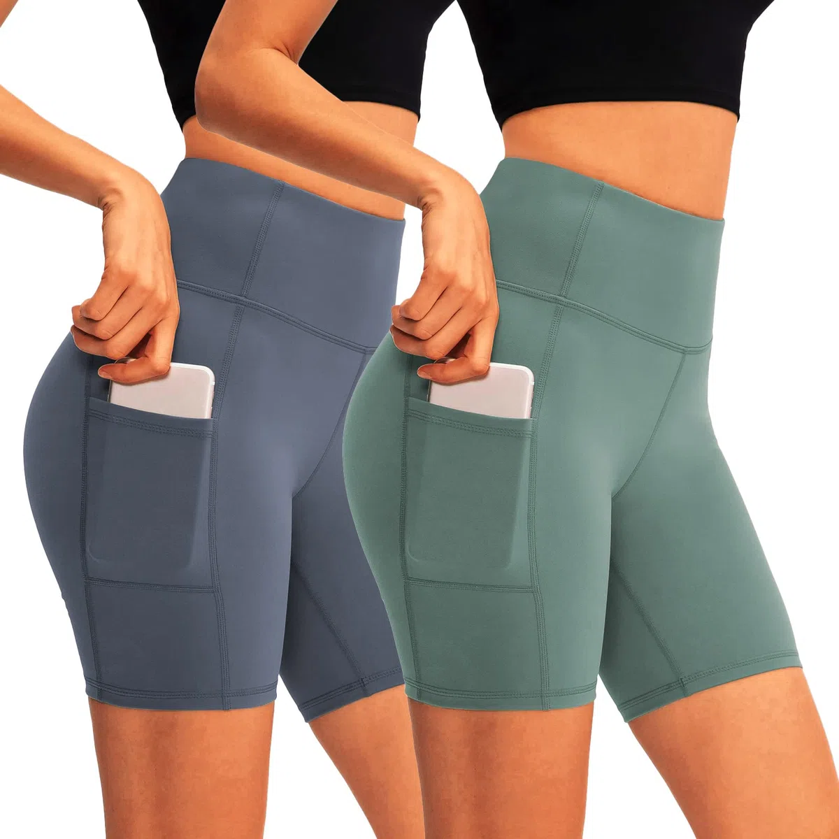 HomyComy Pantalones Cortos Deportivos para Mujer Mallas Elásticas Leggings de Alta Cintura para Fitness Yoga Correr Secado Rápido