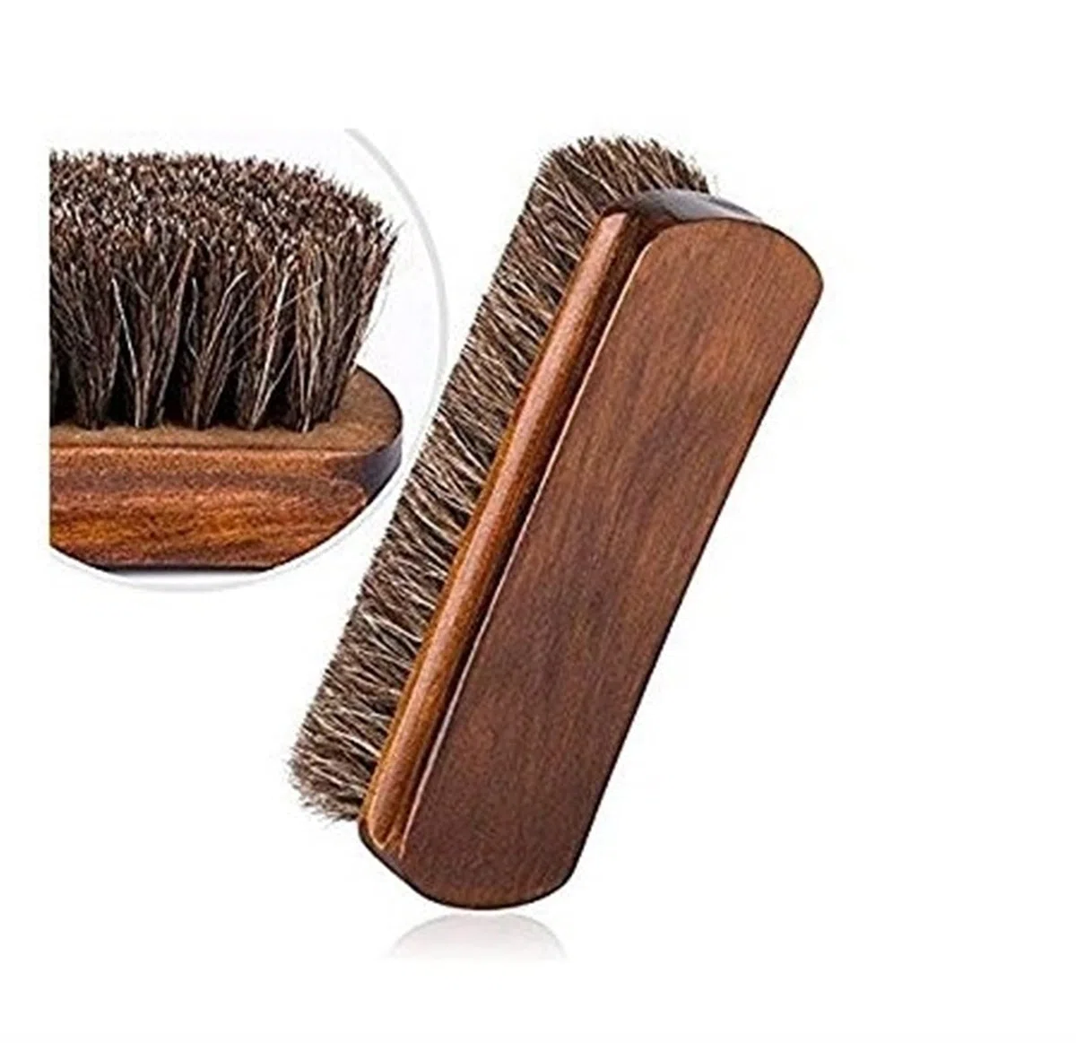 QUNINE Cepillo para Zapatos, Cepillo para pulir Zapatos de Crin, Cepillo para pulir Mango de Madera con Botas y Zapatos