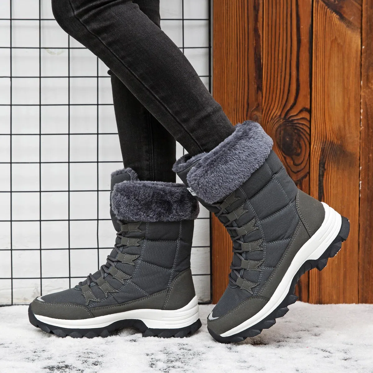 Botas para Mujer Botas de Nieve Botines de Invierno Impermeable Forradas con Pelo Botas de Senderismo Botines de Nieve Botas de Trekking Talla 37-43