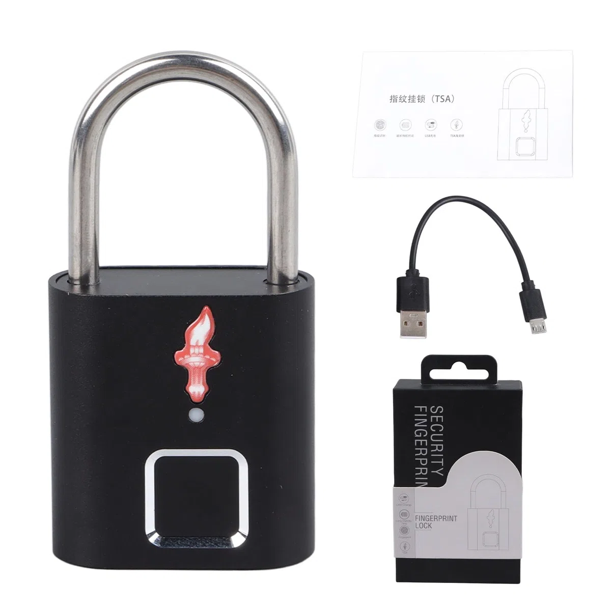 Candado de huella digital inteligente, candado de seguridad sensible con reconocimiento de 360 ​​°, 508DPI, para equipaje, mochila de viaje, aleación de aluminio ABS