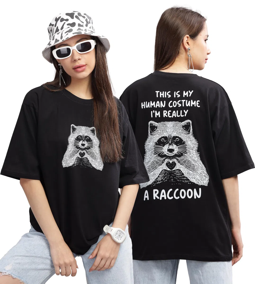 KYDA - Camiseta estampada para mujer, 100 % algodón puro, con hombros caídos y hombros caídos