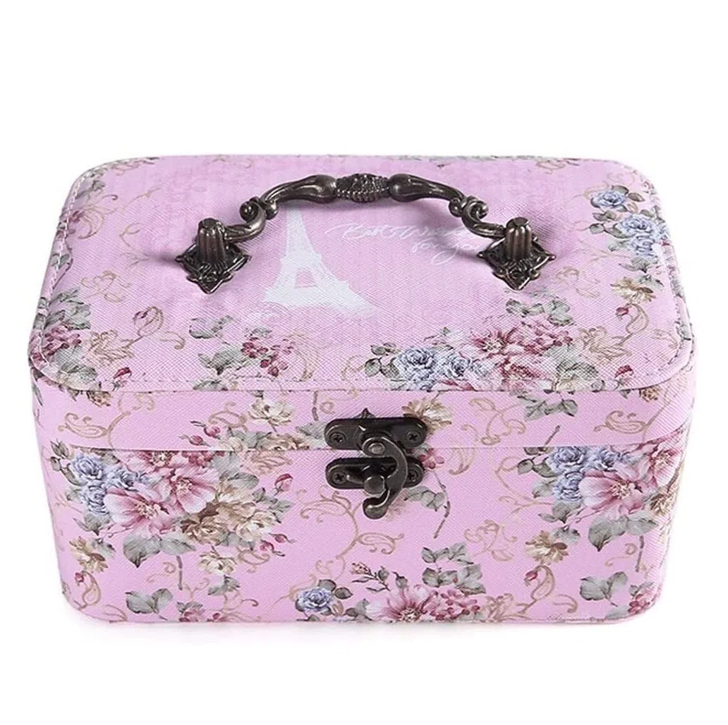 Caja De Joyería Estuche De Almacenamiento Para Mujer, Organizador De Joyas De Viaje Retro Elegante De Cuero De 2 Capas, Estuche De Joyería Para Mujer. Joyero De Viaje ( Color : C , Size : 19.5x12.5x9.