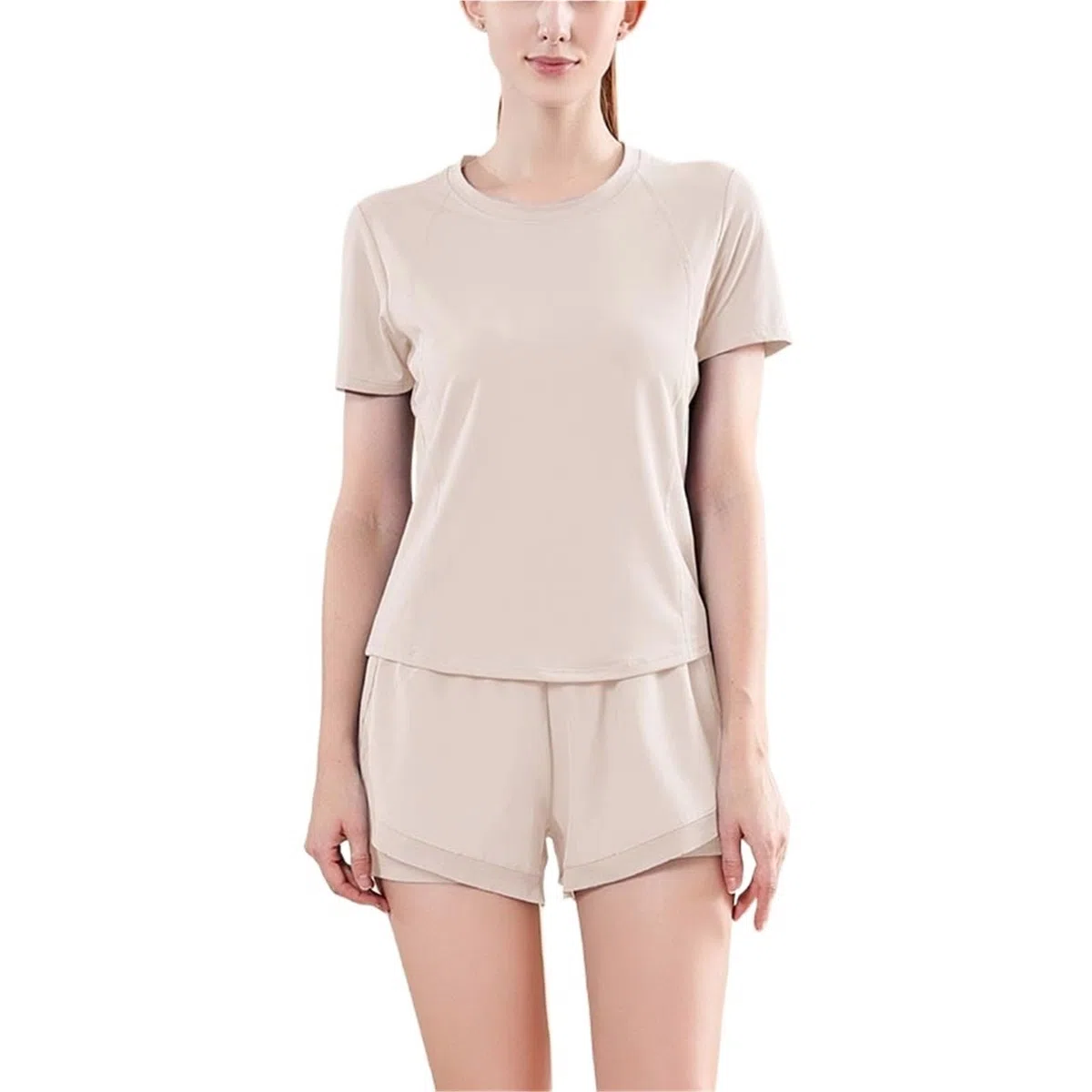 Conjunto de Yoga Conjunto Deportivo, Ropa Deportiva de Entrenamiento, Gimnasio, Fitness, Top Corto Manga Larga, Leggings Cintura Alta, Trajes Deportivos para el Deporte