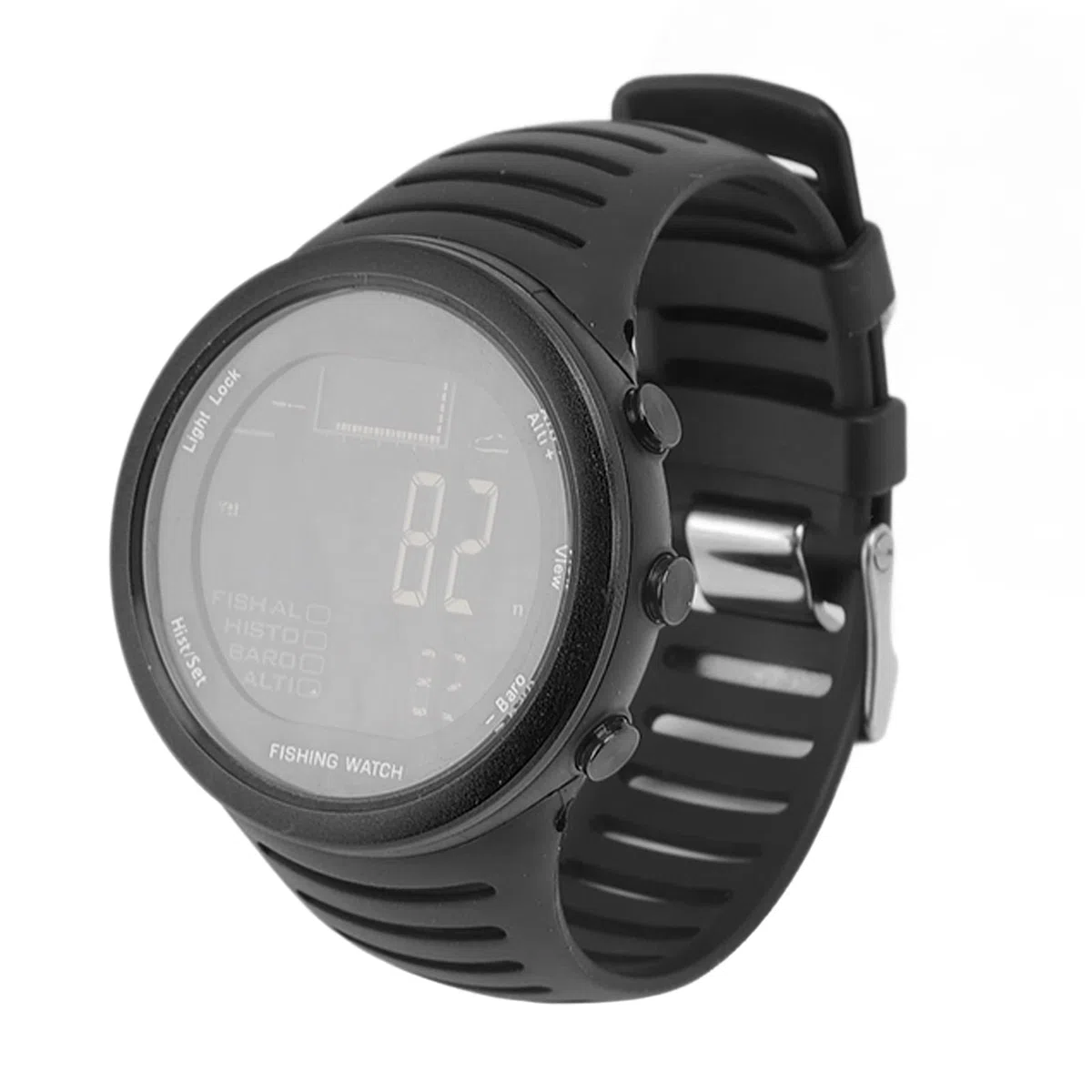 Focket Relojes de Pesca Al Aire Libre, Impermeable Multifuncional Barómetro de Pesca Ver Brújula Barómetro Temperatura del Termómetro Deporte Al Aire Libre Reloj Digital para Hombres