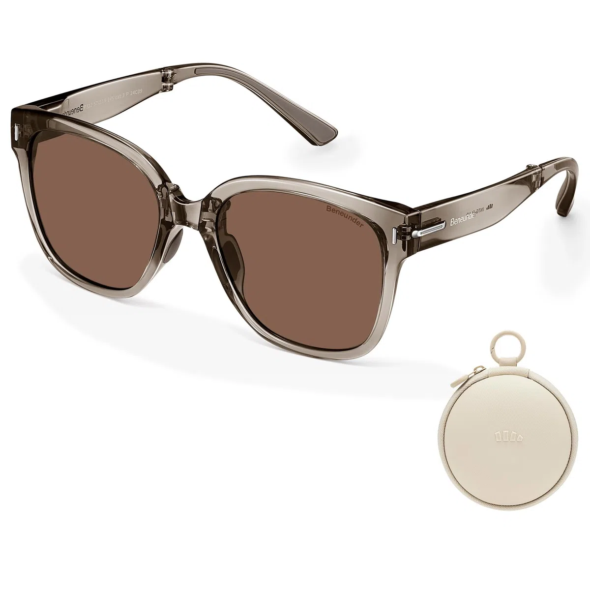 BENEUNDER Lentes de sol polarizados para hombres y mujeres, lentes de sol plegables ultraligeros con organizador