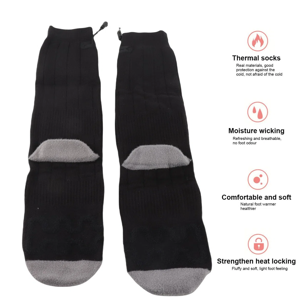 Calcetines Térmicos Suaves con Carga USB Batería de 8000 mAh para Acampar y Caminar en Invierno Calor Constante del Pie Calcetines Calefactables Eléctricos Lavables para