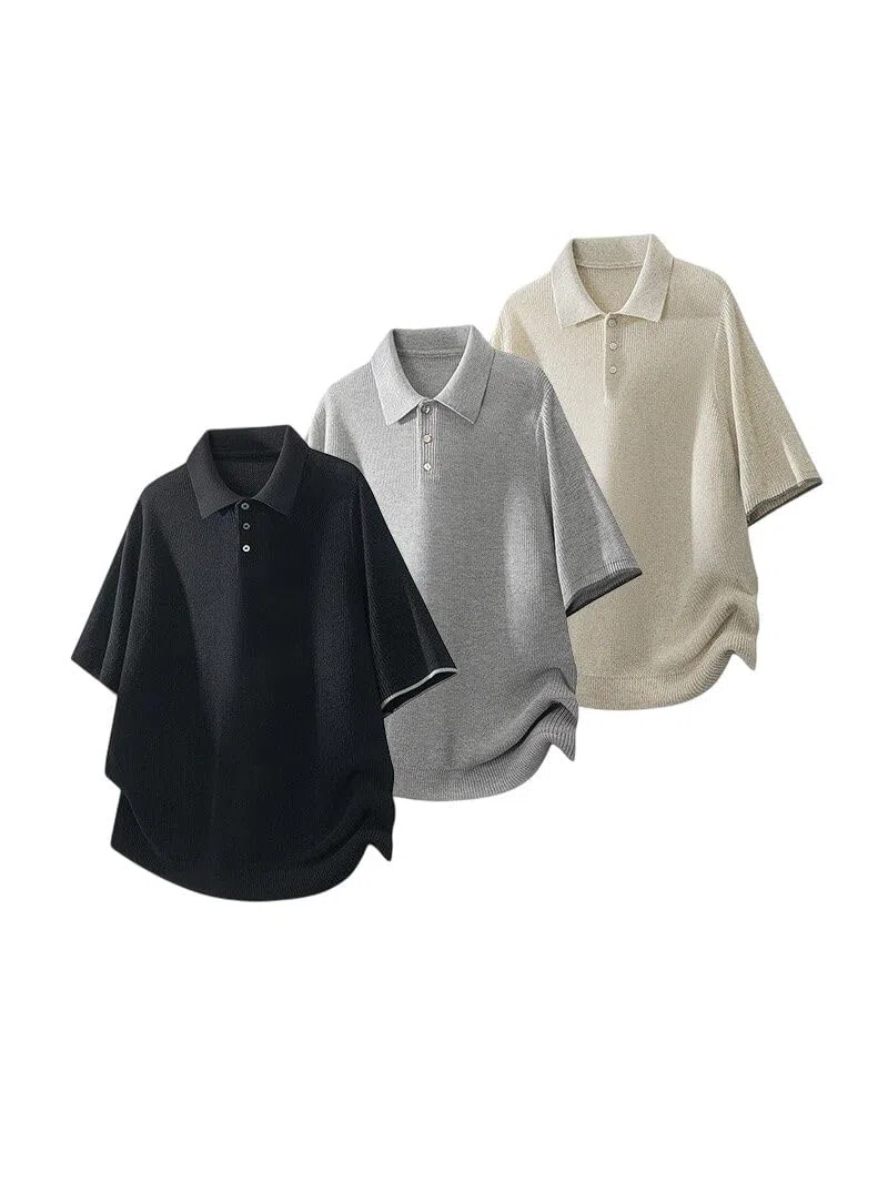 Polo de manga corta de nailon para hombre, ajuste holgado, para oficina, viajes, uso diario