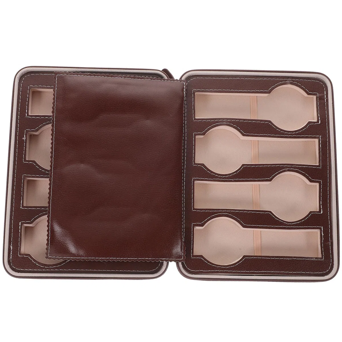 Bolsa de Almacenamiento para Relojes 8 Ranuras de Cuero y Tela, Diseño Delicado y Portátil, Adecuado Hogar Tienda