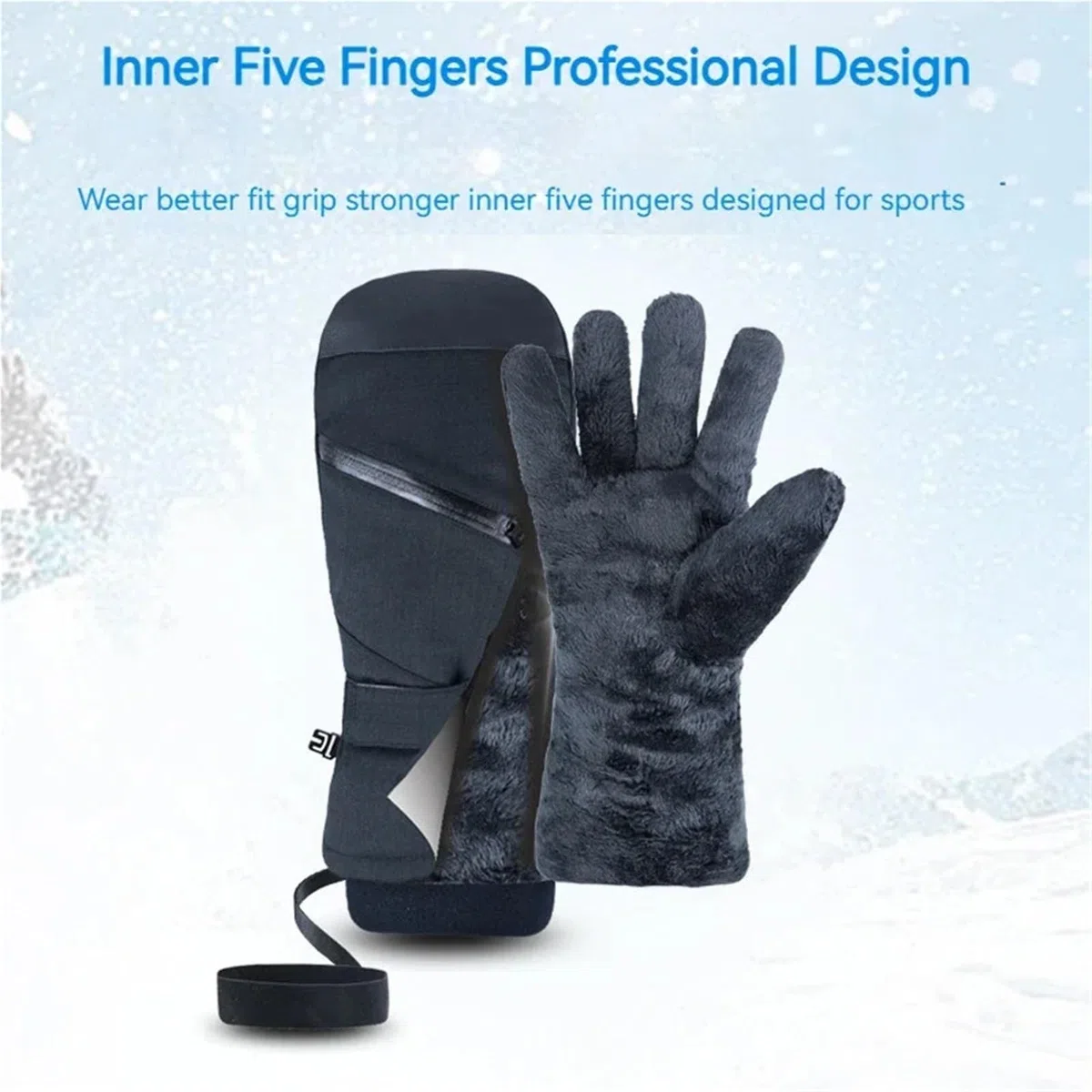 Guantes de esquí Invierno 5 Dedos con Forro Polar, for Snowboard, Pantalla táctil, térmicos, Gruesos, for Nieve, for Hombre y Mujer, for Moto, cálidos para Clima Frio
