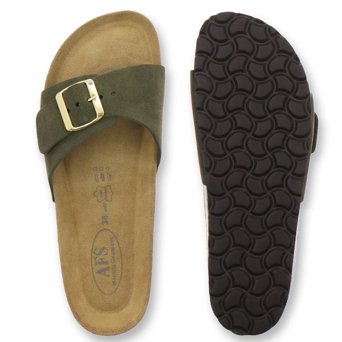 AFS-Schuhe 2112 - Pantuflas de piel auténtica de alta calidad para mujer