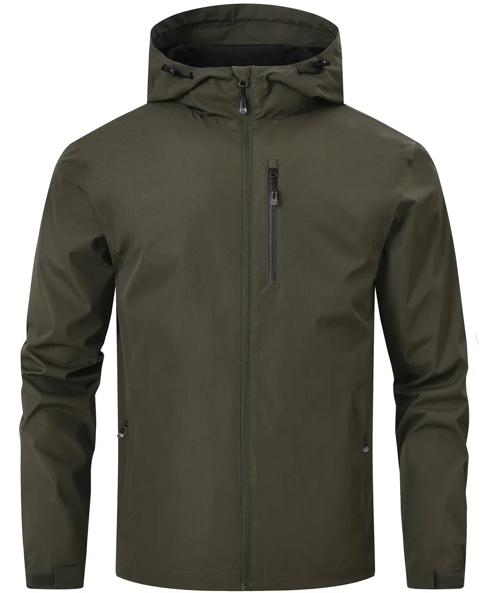 Huayuzh Chubasquero para hombre, impermeable, ligero, para camping, senderismo, transpirable, plegable, chaqueta softshell con capucha