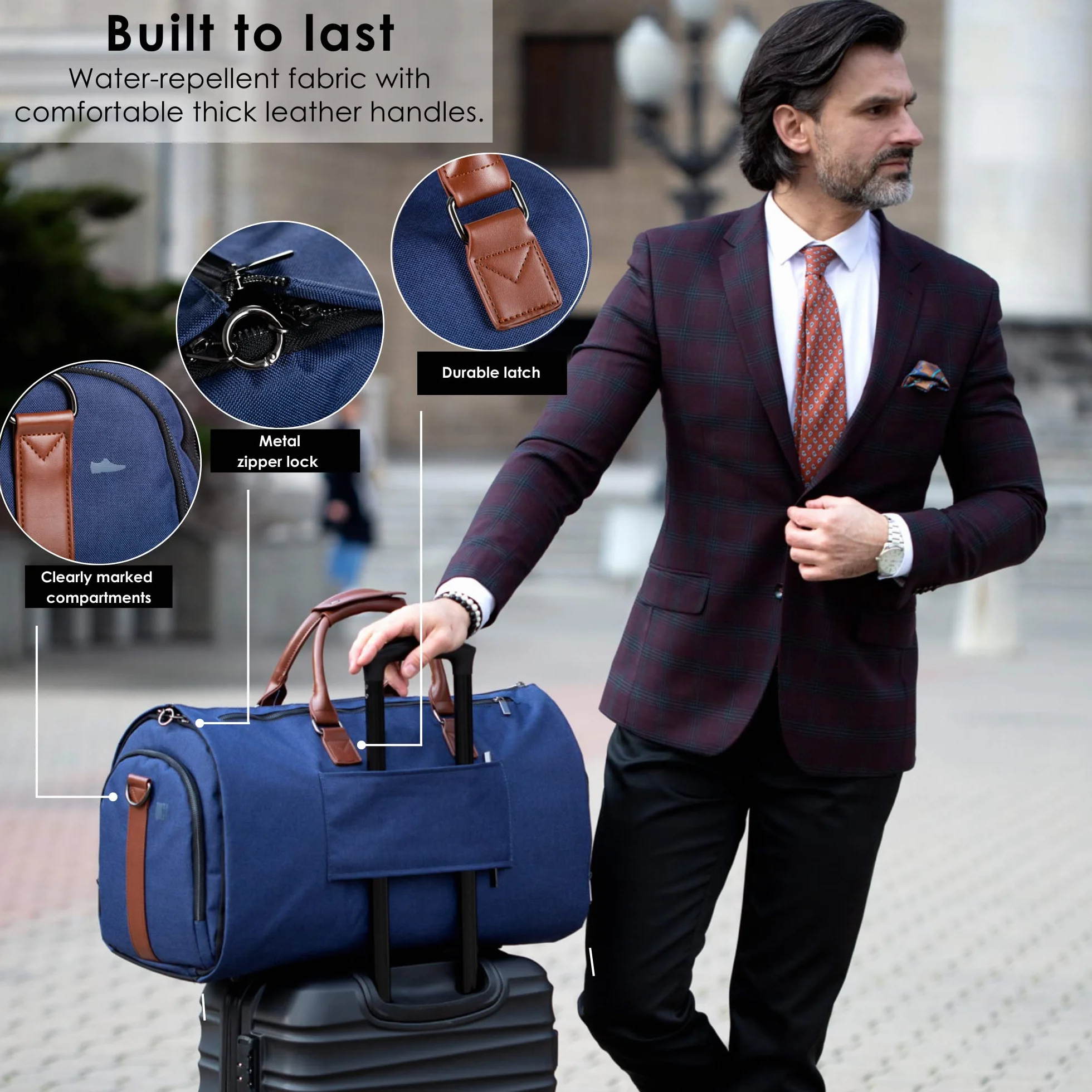 Bolsa de Viaje y portatrajes de Viaje 2en1 | Bolsa para portátil, Caja de Regalo | Bolsa de Fin de Semana, Bolsa de Traje, Bolsa de Lona de Viaje para Hombres, Bolsas de Viaje