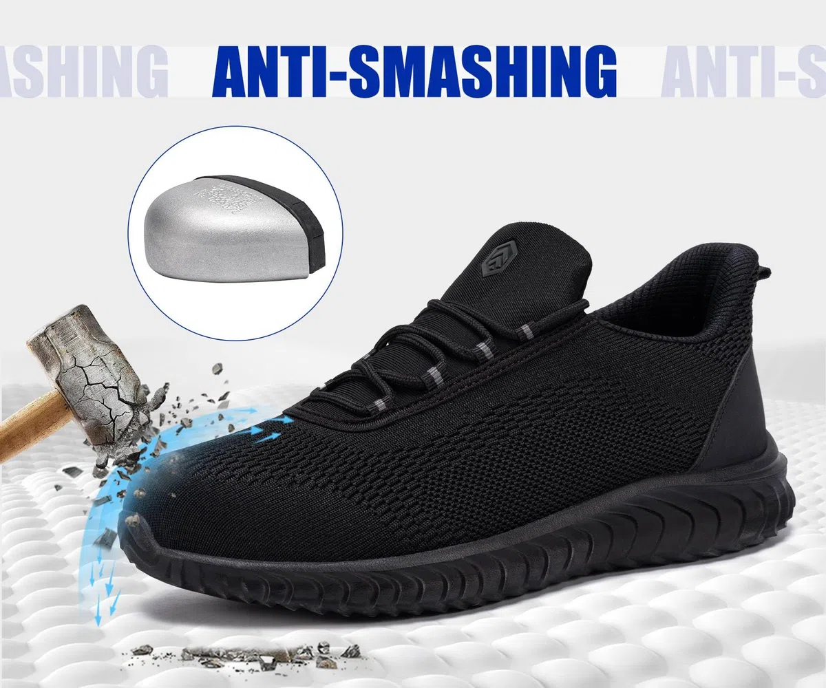 LARNMERN Zapatillas de seguridad con puntera de acero, para hombre, fáciles de poner, ligeras, cómodas