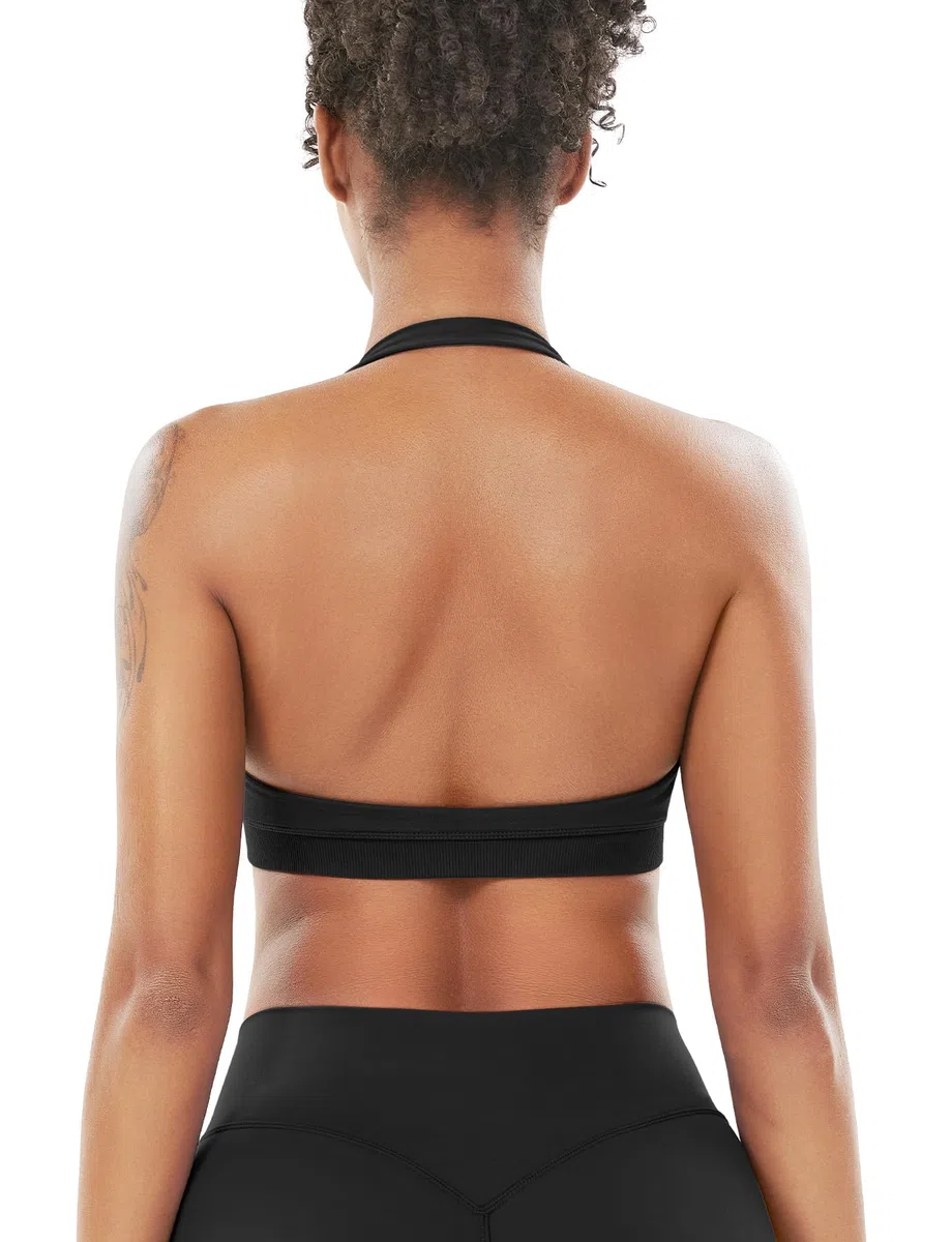 VOYJOY Sujetadores de impacto para mujer, de soporte medio bajo, sin costuras, espalda abierta, para gimnasio, yoga, ombliguera