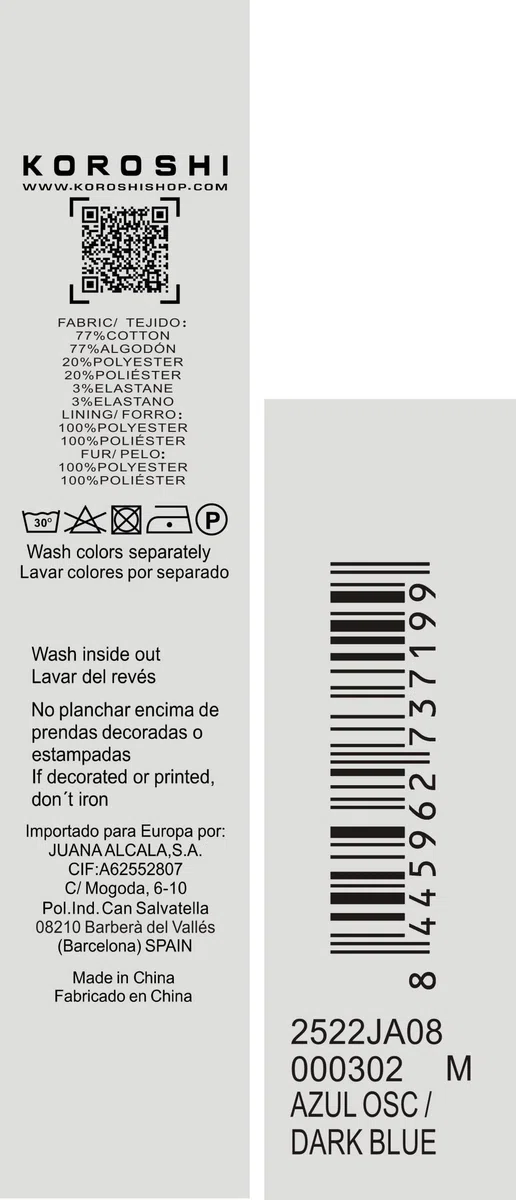 Koroshi Chaqueta cazadora vaquera denim oscuro forro interior efecto pelo y cuello pelo no animal extraíble