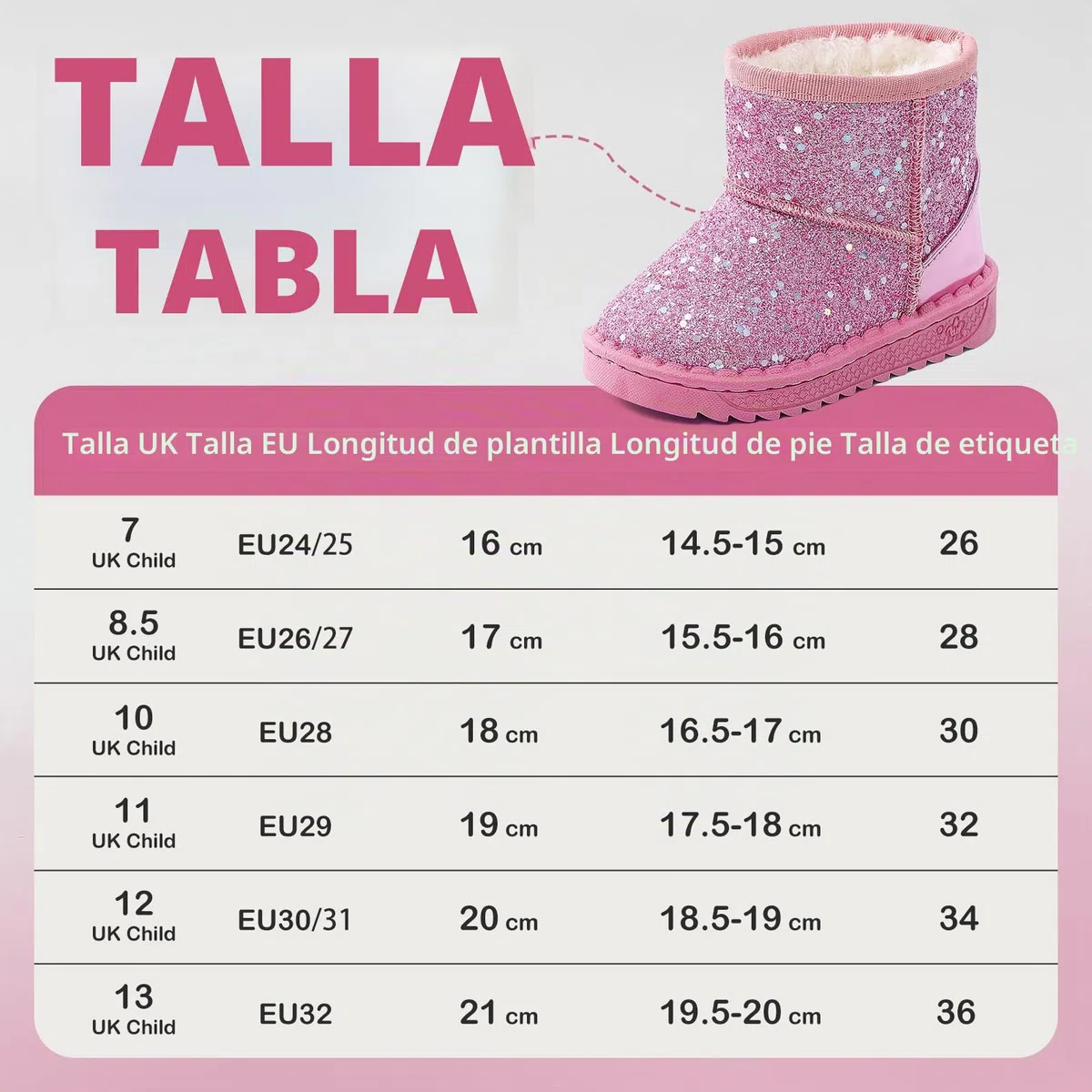 MK MATT KEELY Botas de Nieve Niña Botines Princesa Invierno Bebé Botas Brillante Exterior con Suela de Antideslizante