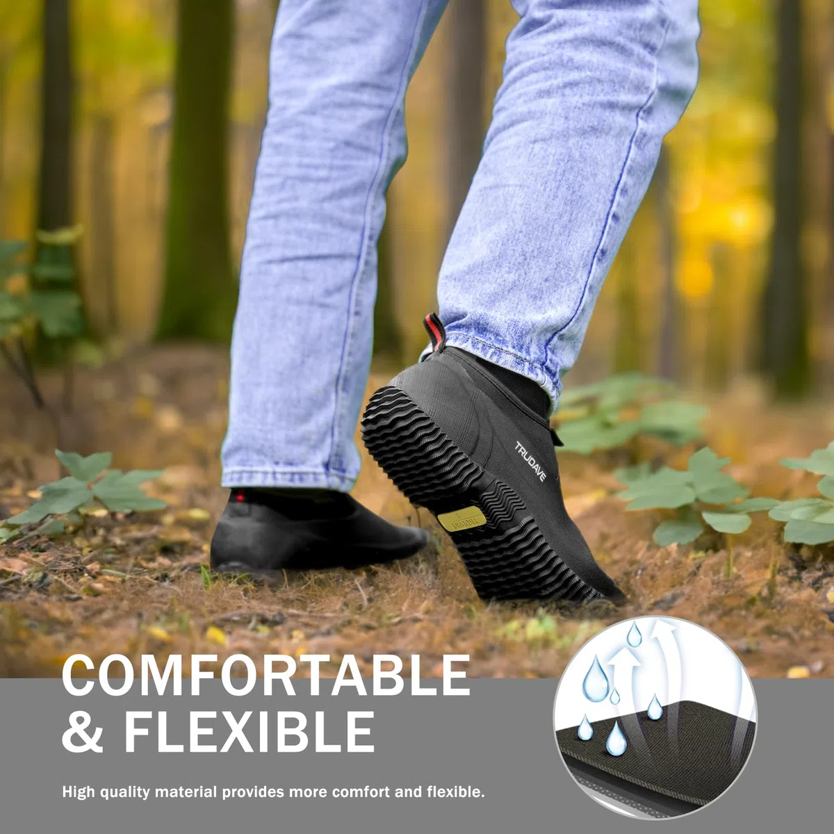 Trudave Zapatos de jardín para hombres y mujeres, zapatos de goma impermeables con neopreno de 4.5 mm, botas de lluvia para mujer, para jardinería, talla 6-13