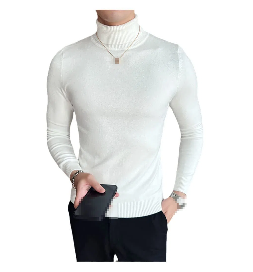 Hamthuit Hombres Invierno Slim Fit Suéter de cuello alto Hombres Suéter de punto cálido Suéter Casual Bottoming Pullovers