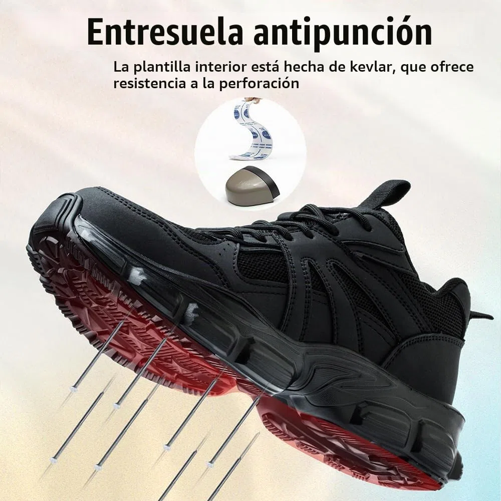 Zapatos de Seguridad para Mujer Ligeras Punta de Acero Zapatillas Cómodos Antideslizante de Trabajo Transpirable Calzado de Seguridad 36-42EU