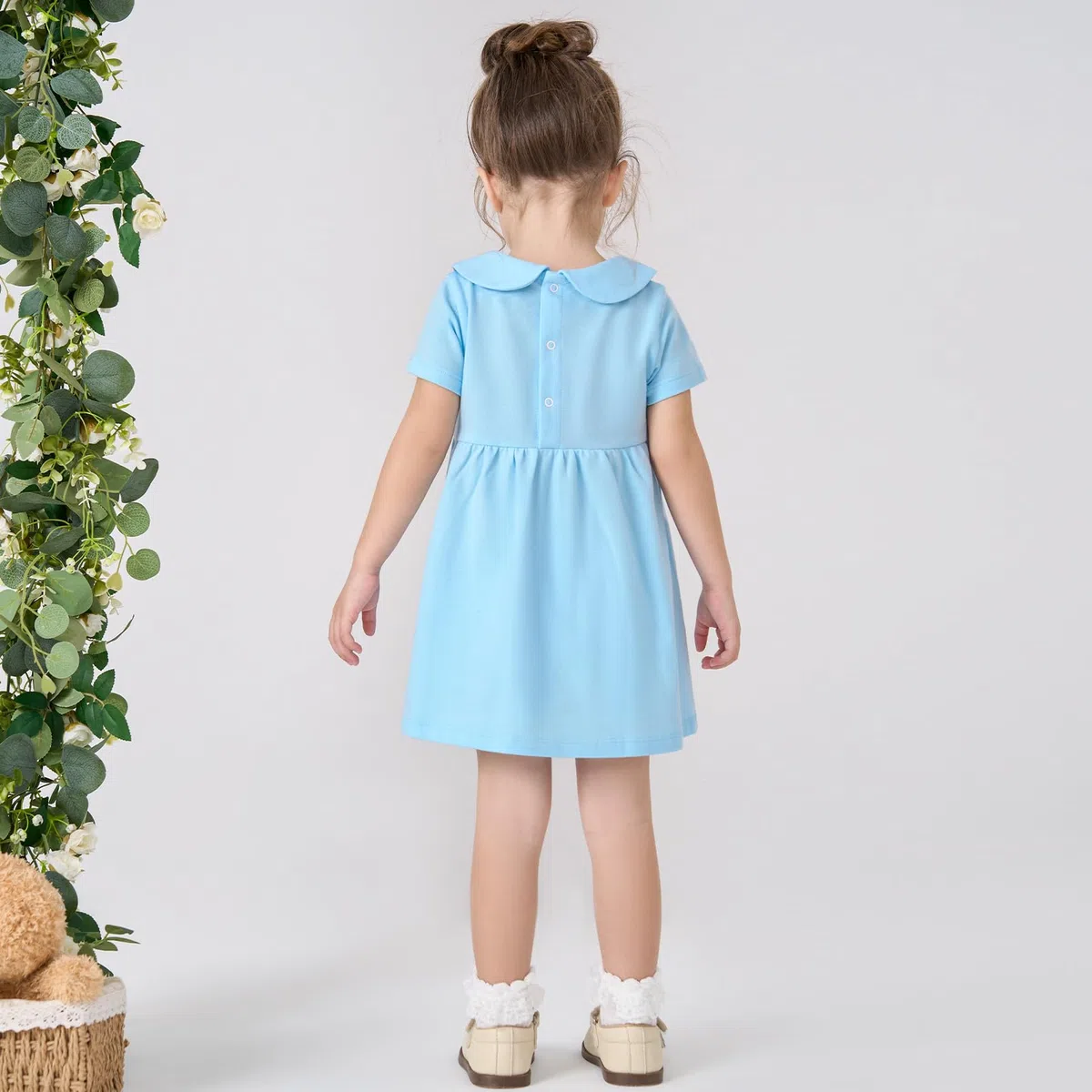 pureborn Vestido de algodón para niña, de 0 a 6 años, color liso
