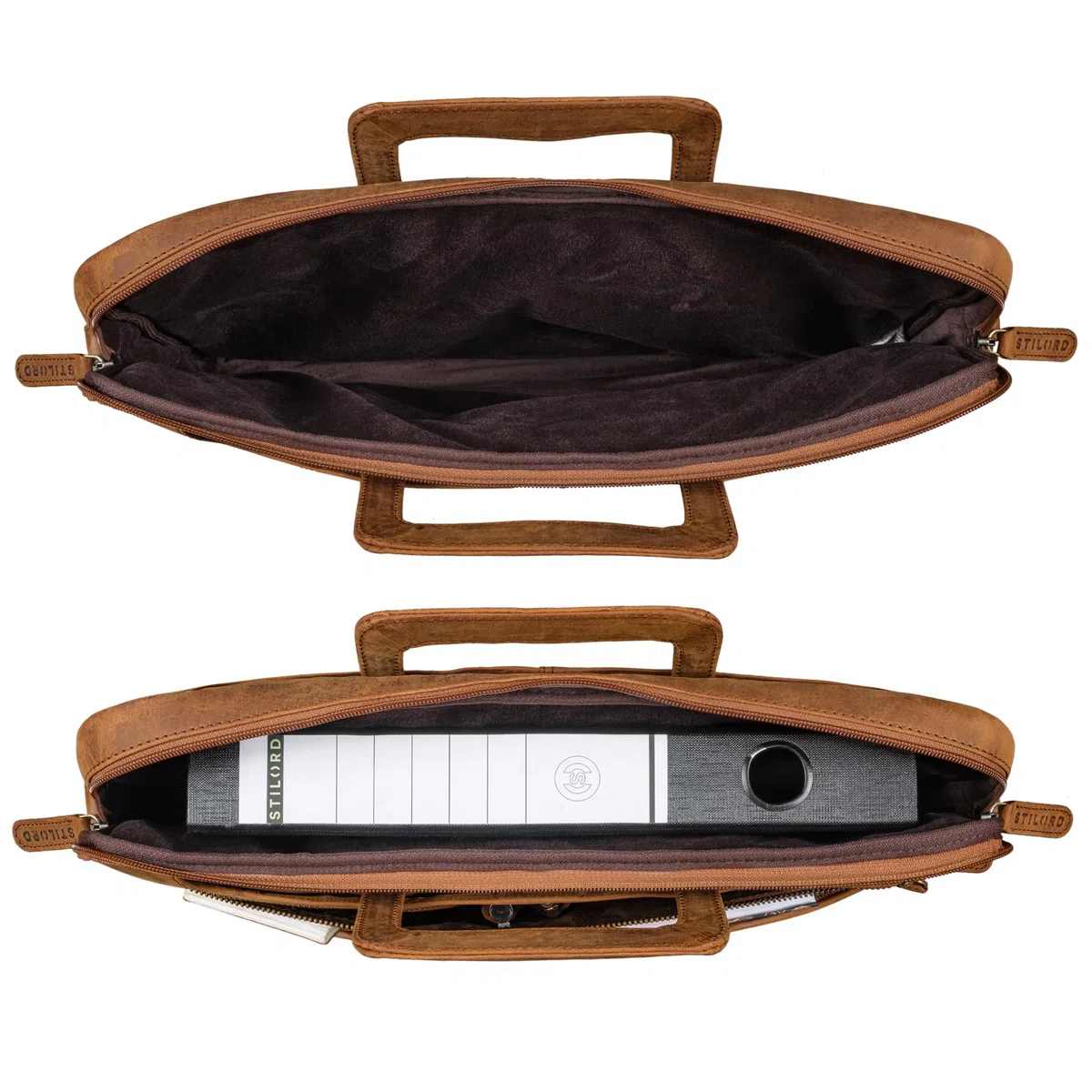 STILORD 'Farleigh' Maletin Portatil Compacto Cuero Bolso Hombre para Trabajo Negocios Viaje Funda ordenador Portatil 15.6 Pulgadas de Piel Auténtica