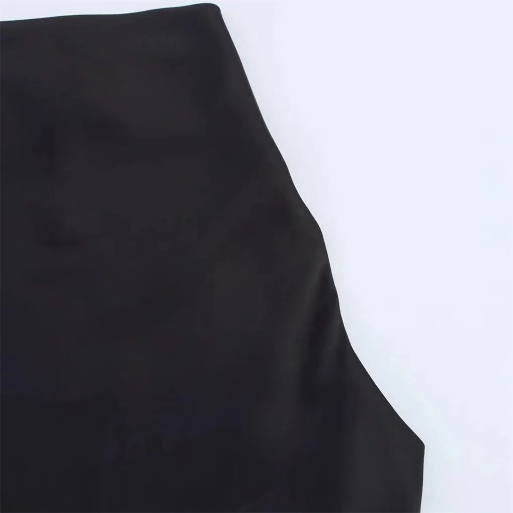 Vestido de fiesta de satén para mujer, sin mangas, sin mangas, ajustado, corto, corto