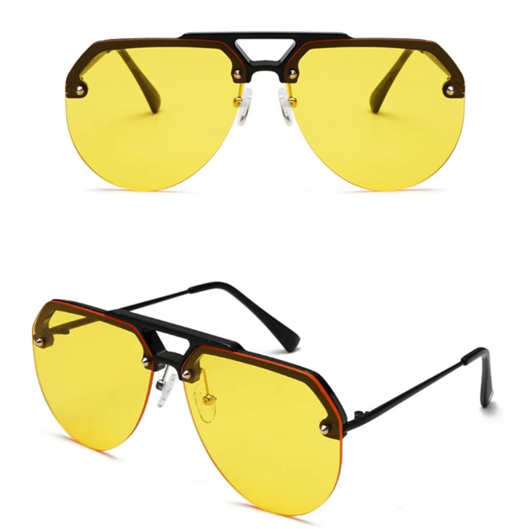 Gafas de sol con protección UV400 | Lentes de colores con remache ovalado y doble puente | Para mujeres, hombres, deportes al aire libre y conducción