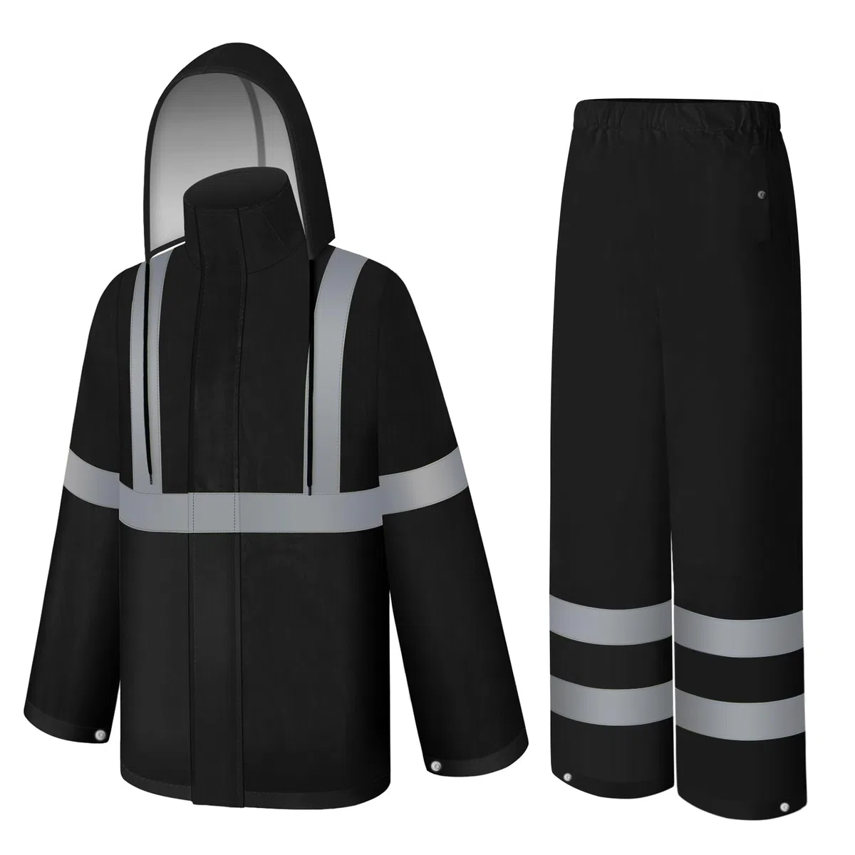 UNO - Chaqueta impermeable de alta visibilidad, impermeable con capucha, traje de lluvia ligero para actividades al aire libre