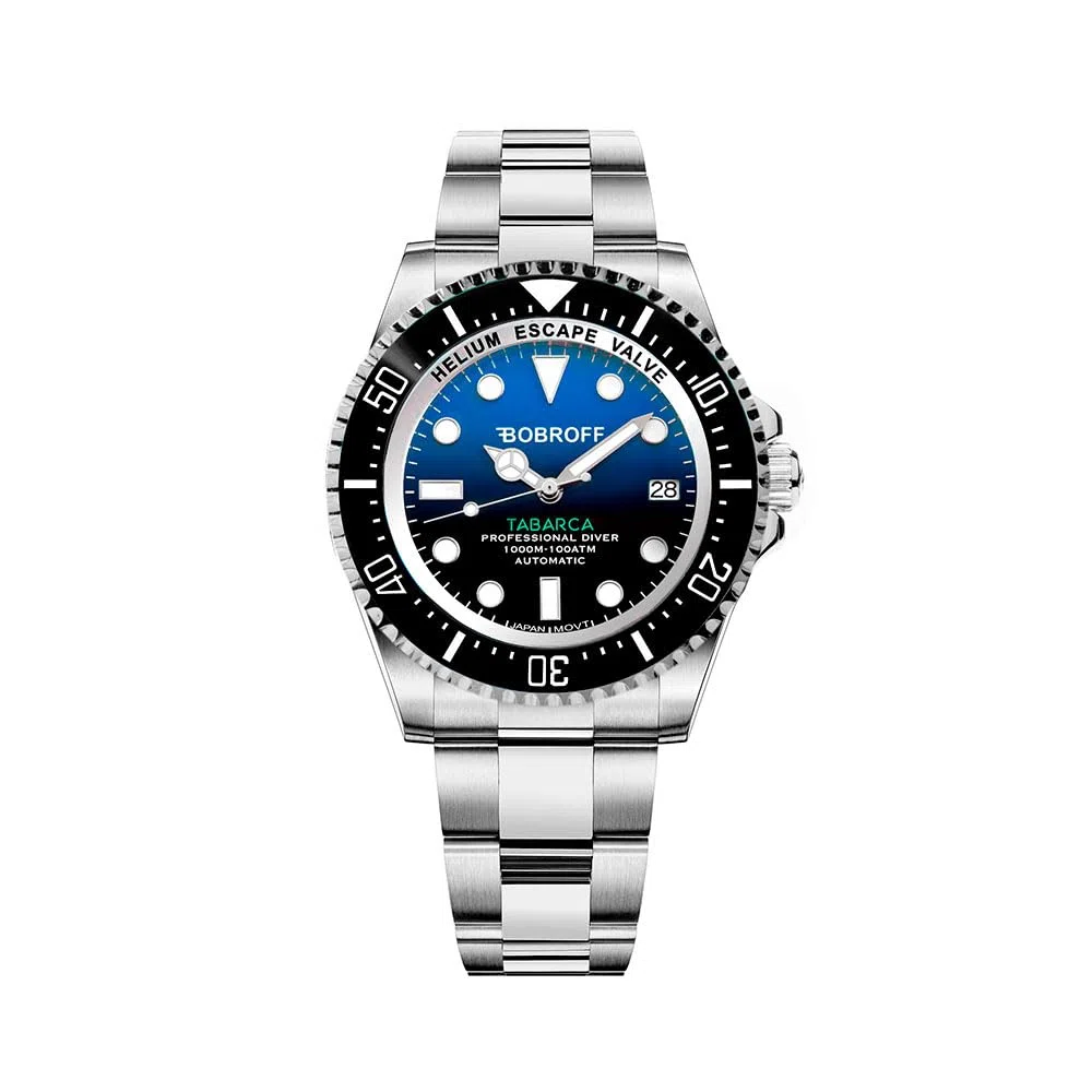 Bobroff Tabarca - Reloj de Hombre automático Diver Profesional de Buceo, 1000 m, Azul, 44MM, válvula de Helio BF0003J1