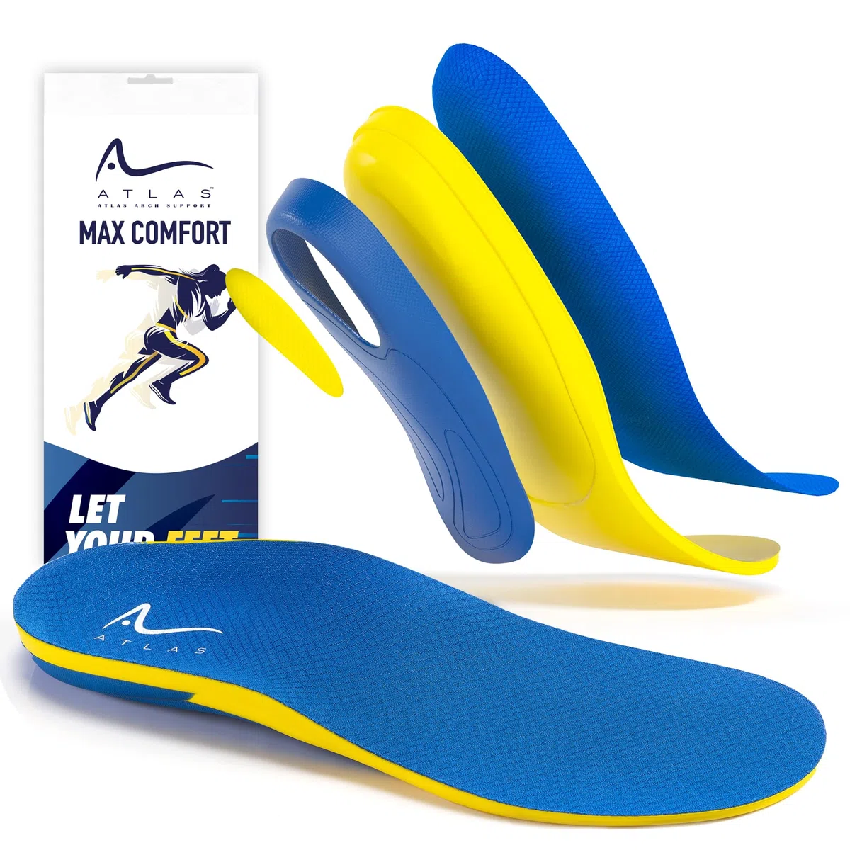Plantillas para fascitis plantar - Alivia el dolor de pies y plantillas de soporte de arco alto para hombres - Adecuado para zapatos y pies planos - Plantillas de arco de 3,5 cm -