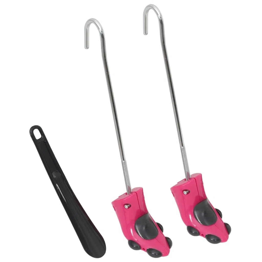 Horma de zapatos con calzador rosa EU 34-40, plástico duradero, elástico, para hombre y mujer, versátil, adecuado para alisar y secar botas y zapatos