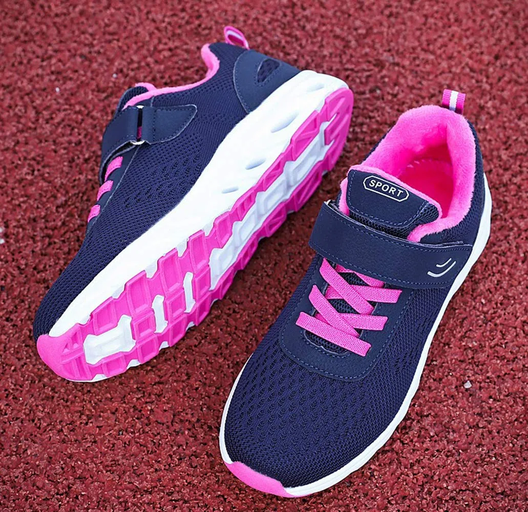 Zapatos Invierno Mujer Transpirables Ligero Cómodo Cálido Forradas Nieve Antideslizante Moda Pareja Zapatillas Deportivas Azul Oscuro 35 EU