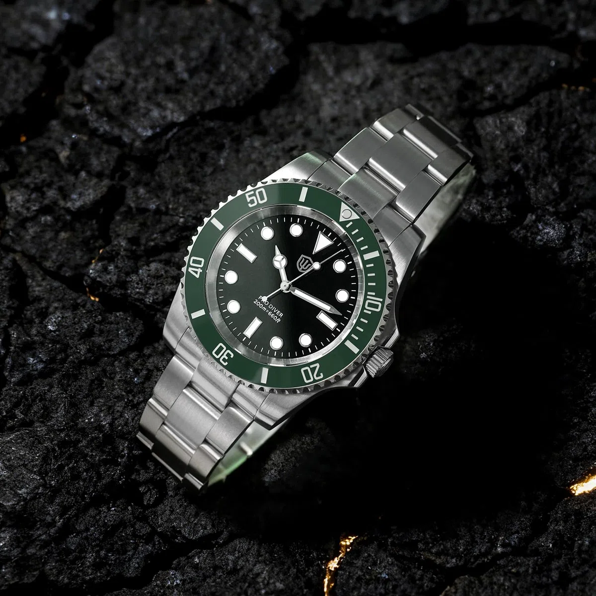 watchdives Reloj de buceo profesional, WD1680Q V2 Japón VH31 Barrido Segundo Cuarzo Reloj de Pulsera de 40 mm Cristal de Zafiro Reloj de 200 m Impermeable Luminoso Reloj Analógico