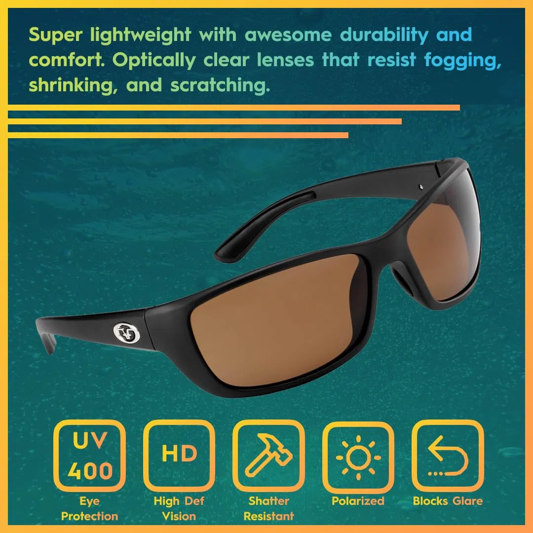 Flying Fisherman Cay Sal Polarized Sunglasses with Matte Black Frame, Amber Lenses